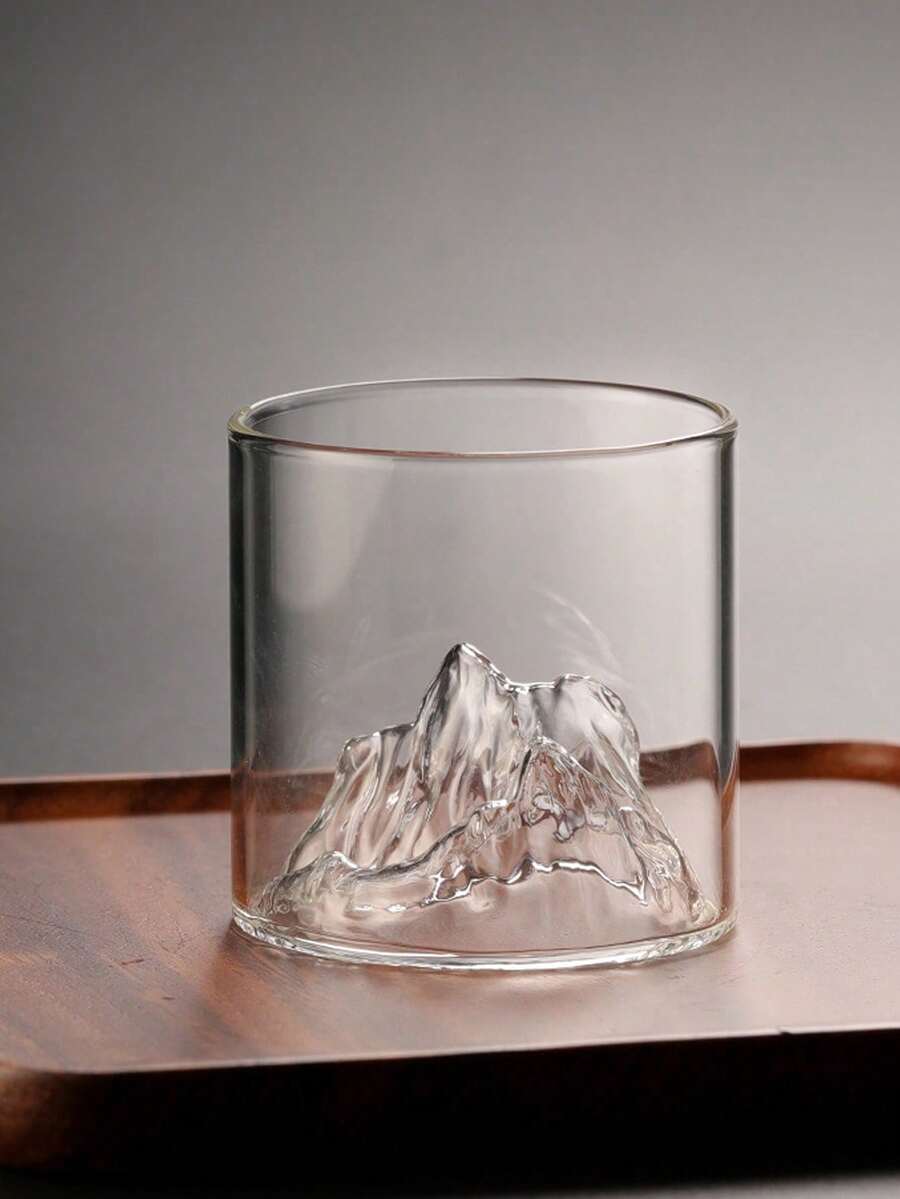 1个（200毫升/300毫升）玻璃观山茶杯，咖啡杯，奶茶杯，玻璃水杯，日式山景杯，山景杯，威士忌杯，清酒杯，酒杯，家居美容水杯，泡茶水杯，威士忌酒杯，创意复古岩石杯，硼硅玻璃，酒吧用具套装，适合派对、生日派对