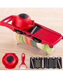 10合1多功能蔬菜切片器，厨房蔬菜切丝器，切丝器和刨丝器套装 - 查看 1