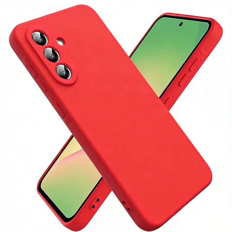 超薄防滑软硅胶保护壳，兼容三星 Galaxy A56 A36 A26 A16 A17 S26 S25 FE，纯色可爱少女风手机壳，适用于 Galaxy S26 Ultra S25 Ultra、荣耀 Note 15 - 紅色 - 查看 1