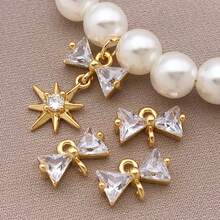 2 chiếc mặt dây chuyền hình nơ pha lê ngôi sao sang trọng, cao cấp 7x12mm, mạ đồng 18K, bạc dày, bạch kim, thích hợp làm vòng tay, vòng cổ, bông tai, phụ kiện trang sức cho đám cưới, tiệc tùng. - Nhiều màu - Xem 3