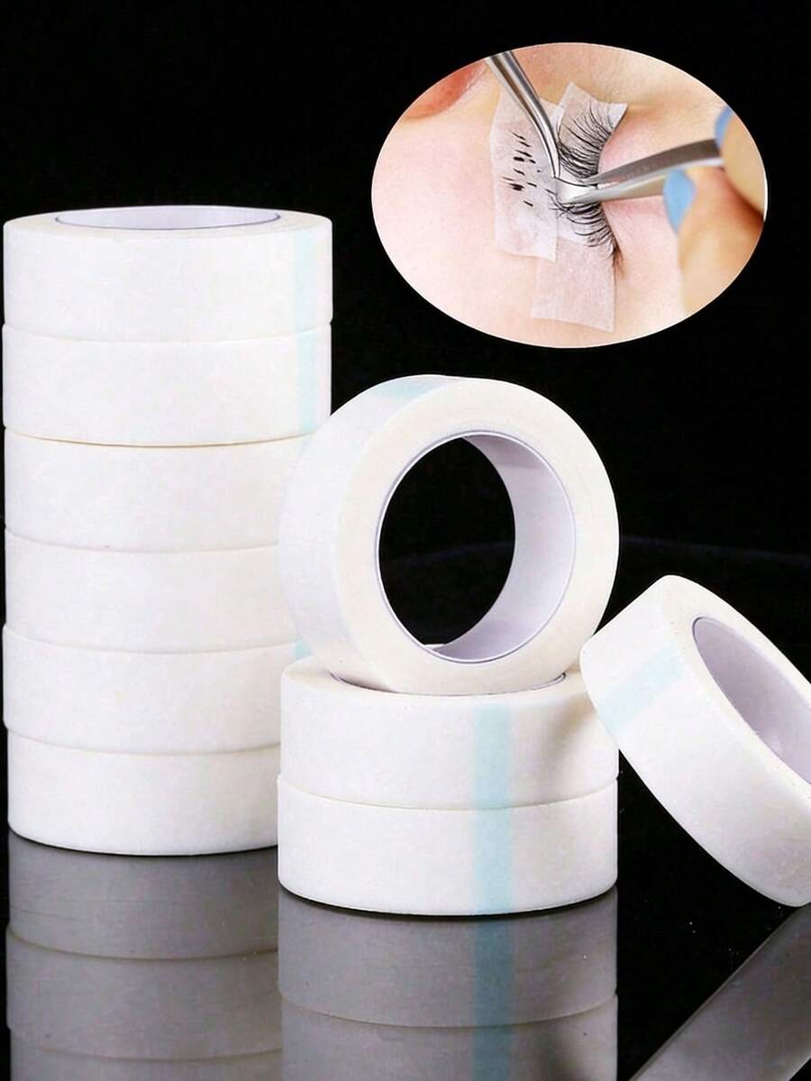 Bộ 8/4 cuộn băng dính nối mi, băng dính nối mi không dệt, băng dính mi tự dính, dụng cụ nối mi, thích hợp cho nối mi và trang điểm. - trắng - Xem 1
