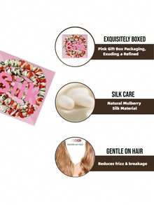 2个/盒，100%纯桑蚕丝印花发圈。优雅亲肤，质感高级，粉色礼盒包装。 - 彩色 - 查看 3