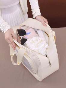 Waterproof Travel Toiletry Bag With Shoe Compartment – Large Capacity Clear PVC Tote Bag, Makeup Cosmetic Organizer Bag For Travel Toiletries Accessories - Multicolor - View 6