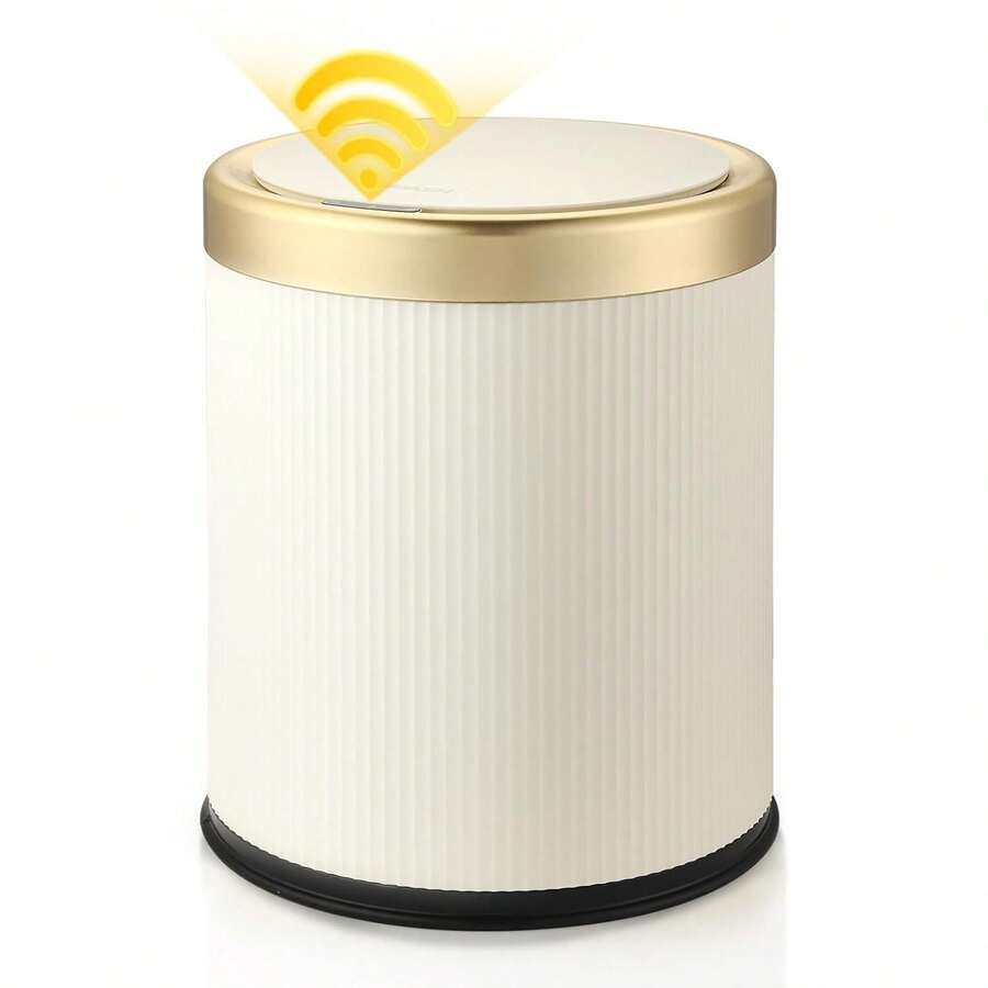 Step-On Trash Can With Lid, 2.8 Gallon White Small Bathroom Waste Bin. Bathroom Organizers, Home Storage. - 白色 - 查看 1