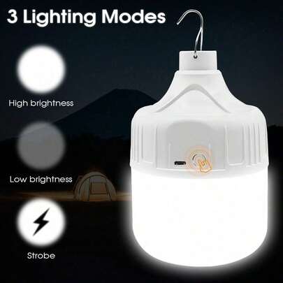 1 bóng đèn LED sạc USB, 1200mAh, đèn cầm tay, 3 mức độ sáng, ánh sáng trắng, nhiều chế độ chiếu sáng, thích hợp sử dụng trong nhà, hoạt động ngoài trời, trường hợp mất điện khẩn cấp, chợ đêm, chiếu sáng ngoài trời, cắm trại, v.v.