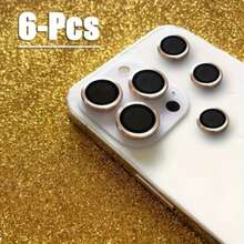 Bộ 6 miếng dán cường lực, miếng dán kim loại bảo vệ ống kính, miếng dán chống rơi vỡ tương thích với Apple 17 Pro Max, 17 Pro, 17 Air, 17E, 16E, 16, 15, 11, 12, 13, 14 Pro Max, 14 Plus, 12 Mini, 13 Mini - màu đen - Xem 7