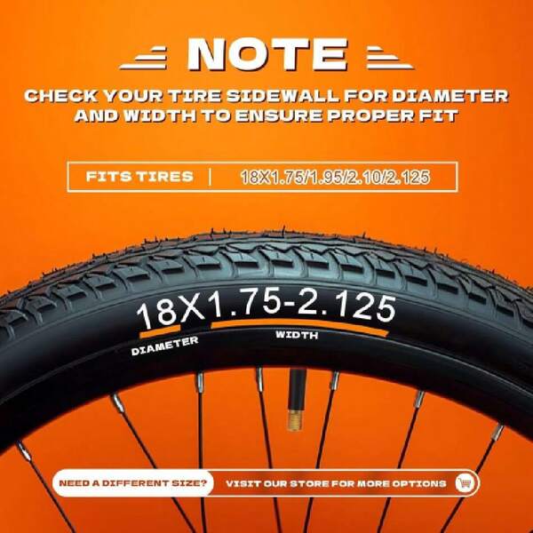 2 Pack Heavy Duty 12"/14"/16"/18"/ 20"/24"/ 26"/27.5"/29" X1.75/1.95/2.10/2.125 Bicycle Tube With 2 Tire Levers, With 32mm AV Schrader Valve For Road/MTB Bike,44620964