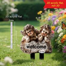 1 pieza Estaca de decoración de jardín y maceta de acrílico 2D de hada verde de cuento de hadas - B - Ver 6