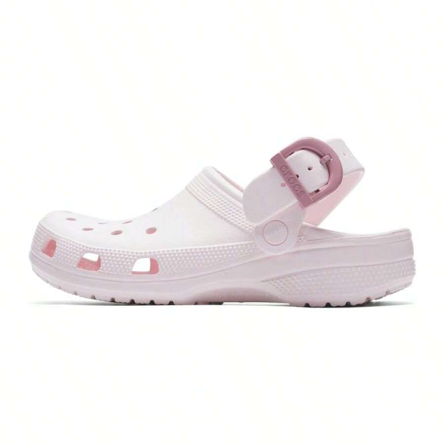 Crocs Dép thể thao nữ, dép bít mũi cổ điển có khóa cài, mẫu mới mùa hè 2026, dép đi biển màu hồng kín mũi 213347-7DF - Hồng - Xem 1
