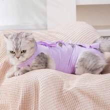 Traje para cirugía de esterilización/castración de gatos, ropa protectora transpirable para gatas madres para prevenir mordeduras y lamidos después de la cirugía - Rosa - Ver 3