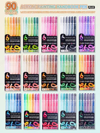 Languo 90-Color Acrylic Painting Handbook Pen PLUS | 1.0mm Tip, Large Ink Capacity, Strong Color Layering | Student Hand-Drawn Graffiti Pen | Waterproof & Fade-Resistant Art Pen For Sketching & Journaling