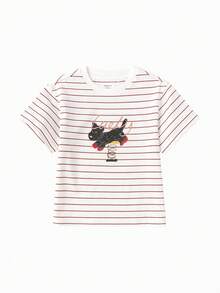 Balabala Áo thun kẻ sọc cho bé gái, chất liệu cotton mềm mại, thoáng khí, nhẹ, thích hợp mặc mùa hè 2026. - tông màu trắng đỏ - Xem 1