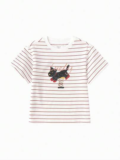 Balabala Áo thun kẻ sọc cho bé gái, chất liệu cotton mềm mại, thoáng khí, nhẹ, thích hợp mặc mùa hè 2026.