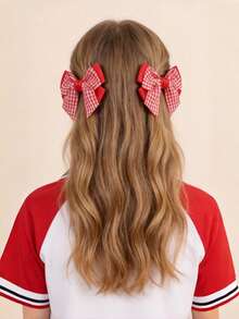 2个装女孩休闲百搭学院风蝴蝶结马尾发夹，适合日常使用 - 蝴蝶結髮夾 - 查看 2