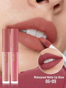 Pudaier 2pcs Velvet Matte Lip Glaze - Long-Lasting Liquid Lipstick, Moisturizing Non-Sticky, Velvet Texture, Suitable For Various Makeup Looks, Essential Beauty Tool For Women, Perfect Gift - 06+09 - View 2