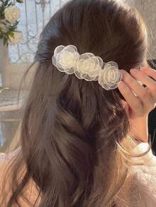 3PCs Hawaiian White Flower Hair Clips For Women, Cute Floral Hair Accessories, Suitable For Beach And Daily Wear,Claw Clips - Multicolor - View 2