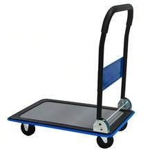 Folding Platform Trolley, 150 Kg Load Capacity, 360° Swivel Wheels, For Loading And Storage, Warehouse Yellow - 藍色 - 查看 5