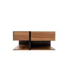 High-Gloss Coffee Table With 4 Drawers, Linear Design And Unique Color Combination, Storage Space Underneath. 78 X 78 X 36 Cm. - Natural Color - View 7