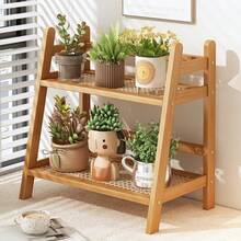 2-Tier Bamboo Freestanding Storage Shelf, Desktop Organizer, Desk Storage Rack, Kitchen Spice Rack, Doll Display Stand, Coffee Organizer, Cup Holder, Plant Pot Stand, Kitchen Storage Rack, Dorm Cosmetics Organizer. Bedroom, Dormitory And Office Desk. - View 7
