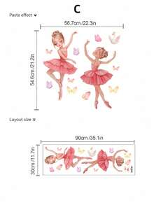 Watercolor Fairy Tale Moon Elf Ballet Girl Wall Sticker Self-Adhesive Removable Butterfly Star Moon Elf Sticker Girl Princess Style Sticker Girl Room Dance Classroom Wall Soft Decoration - Wall Stickers - View 11
