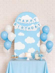 1pc Sky Blue Arch Backdrop With Elastic Band, Cute Cloud Pattern, Suitable For Baby Shower Party, Birthday Party Decor, Anniversary Celebration, Spring Party Supplies, Holiday Party Gifts, Wall Decor, Gender Reveal, Baby Shower, Photography Props, Party Favors, Wedding Backdrop, Birthday Party Gifts, Home Party Supplies, Happy Birthday, Home Decor - Blue Sky and White Clouds - View 10