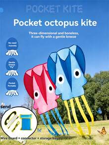 Octopus Shaped Kite, Soft Boneless Body, 3 Air Inlets, Easily Flies In Light Wind, 100m Kite String, Suitable For Teens And Young Adults To Play Outdoors In The Park For Stress Relief - Multicolor - View 2