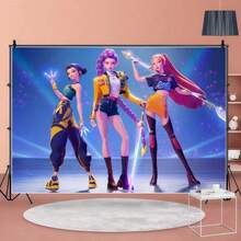 1pc 2026 Hot-Selling Korean Girl Group Themed Birthday Party Backdrop | Birthday Party Scene Decor, Birthday Party Atmosphere Photography Prop, Girl Group Themed Birthday Party Companion, Student Party Affordable Item - Multicolor - View 6