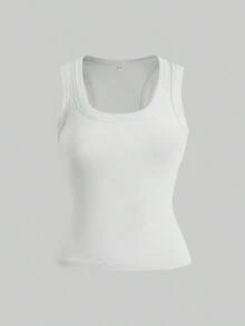 Women's Y2K Minimalist Basic Casual Sports Camisole White Summer - trắng - Xem 8