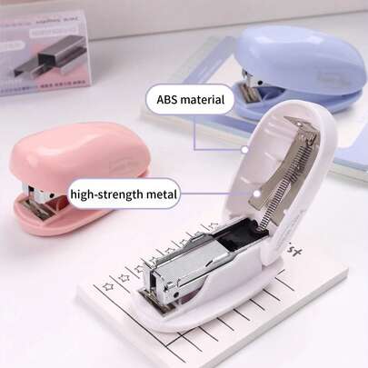 1 Box Mini Effortless Stapler, Cute Small Stapler For Students, Multi-Color Portable Stapler, High-Quality Stationery For Office & Home Use [Includes 1000 Pcs 26/6 Staples]