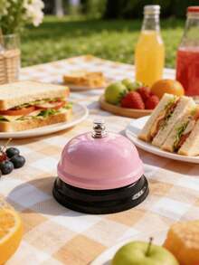 1 Pc Pink Mini Desktop Service Bell, Compact Metal Construction Handheld Call Bell For Restaurant Cafe Home Kitchen Party Event Gathering, Loud Clear Sound Tabletop Notification Bell, Lightweight Portable Call Bell For Waitstaff Guest Request Daily Reminder & Game Activity Prop - Pink - View 6