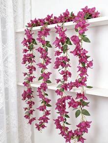 1/3件 5.9英尺人造三角梅花環，仿真絲綢三角梅藤蔓，長莖人造三角梅花環，適用於桌面裝飾、桌旗、婚禮拱門、牆面裝飾（由於光線、螢幕等原因，實際產品與圖片之間可能存在輕微色差） - 中紫紅色 - 查看 7