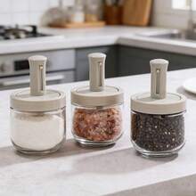 1pc Kitchen Salt & Seasoning Jar, Leak-Proof Telescopic Spice Bottle, Crystal Glass, Airtight Moisture-Proof Spice Jar - White - View 10