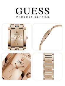 Guess Đồng hồ đeo tay nữ cổ điển thanh lịch, mặt vuông nhỏ nhắn, dây đeo thép không gỉ mạ vàng hồng và bạc, phù hợp cho công việc hàng ngày, quà tặng sinh nhật cho nữ GW0668L1 GW0668L3 - Hoa hồng vàng - Xem 6