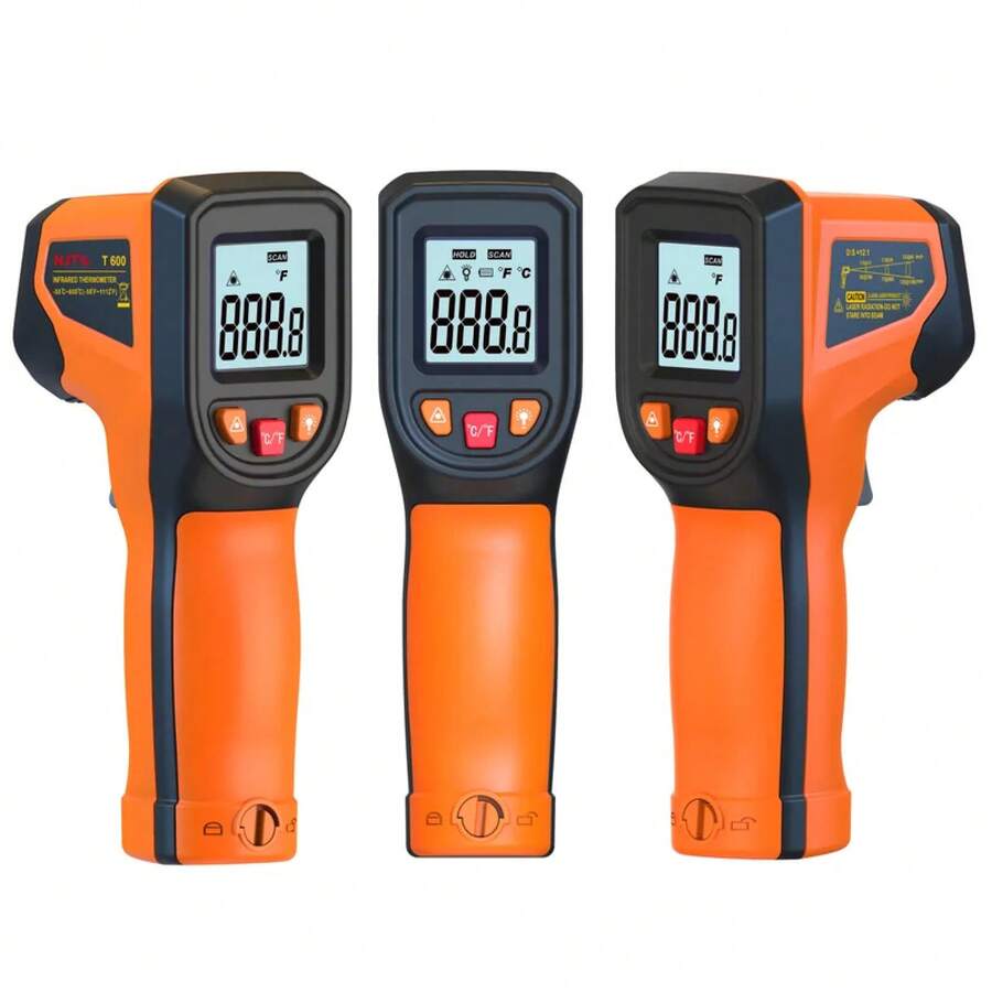 NJTY T600 Termómetro infrarrojo Temperatura de calor portátil para probador de cocina Horno de pizza Parrilla y motor - Lectura de temperatura de superficie láser - modelo de actualización - Ver 1