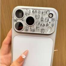 Smiling Samye Line Puppy Stickers+Transparent Lens Film, Advanced Relief 3D Stickers, Compatible With Apple 17 Promax, 17 Pro,18Pro,18Promax Cute Transparent, Star Cherry, Stickers - Love Puppy - View 5