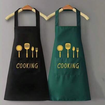 2pcs/1pc High Quality Waterproof And Oil-Resistant Cooking Apron - , With Tool Pockets, Adjustable Size, Suitable For Cafes, Restaurants And Home Kitchens, A Fashionable Multifunctional Essential