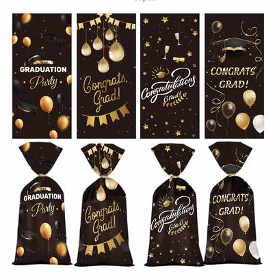 50 túi quà tặng tốt nghiệp có dây buộc, túi đựng kẹo chúc mừng tốt nghiệp, bền chắc và tiện dụng, thích hợp làm quà tặng và đồ ăn vặt trong dịp tốt nghiệp.