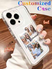 Customized Personalized Name Phone Case, Solid Color Phone Case, Font Phone Case, Valentine's Day Phone Case, Eternal Phone Case, Autumn/Winter Phone Case, TPU Protective Cover, Halloween, Christmas, Anniversary, Valentine's Day, Birthday, Wedding, Mother's Day, Father's Day, Best Friend Gift, Gift For Mom/Dad - Clear - View 2