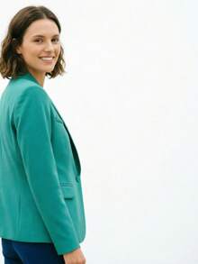 Women's Blazer With Lining, Formal, Overcoat, Suit, Tailored, Elegant, Comfortable, Modern Tailoring - Green - View 2