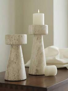 1pc/2pcs Geometric Scaly Vintage Japanese Style Candle Holder, Abstract Art Decor, Suitable For Hotel Lobby, Exhibition Hall And Indoor Decoration - High Pillar - View 1