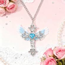 1pc/2pcs Gothic Sexy Accessories Wing Cross Pendant Necklace Y2K Jewelry Heart Crystal Choker Punk Charm Necklace, Suitable For Women/Girls Daily Wear Or As Valentine's Day, Mother's Day Gift - Y2K項鍊 - 查看 8