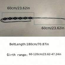 New Women's Vintage Leather & Metal Buckle Western Style Belt, Fashionable Rope Tied Waistband Bow Halloween Summer, School Fall, Autumn, Halloween - A - 查看 7