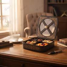 1 hộp đựng trái cây khô bằng gỗ óc chó cao cấp, khay đựng kẹo/đồ ăn nhẹ/các loại hạt kiểu tối giản hiện đại cho phòng khách. - màu nâu - Xem 7