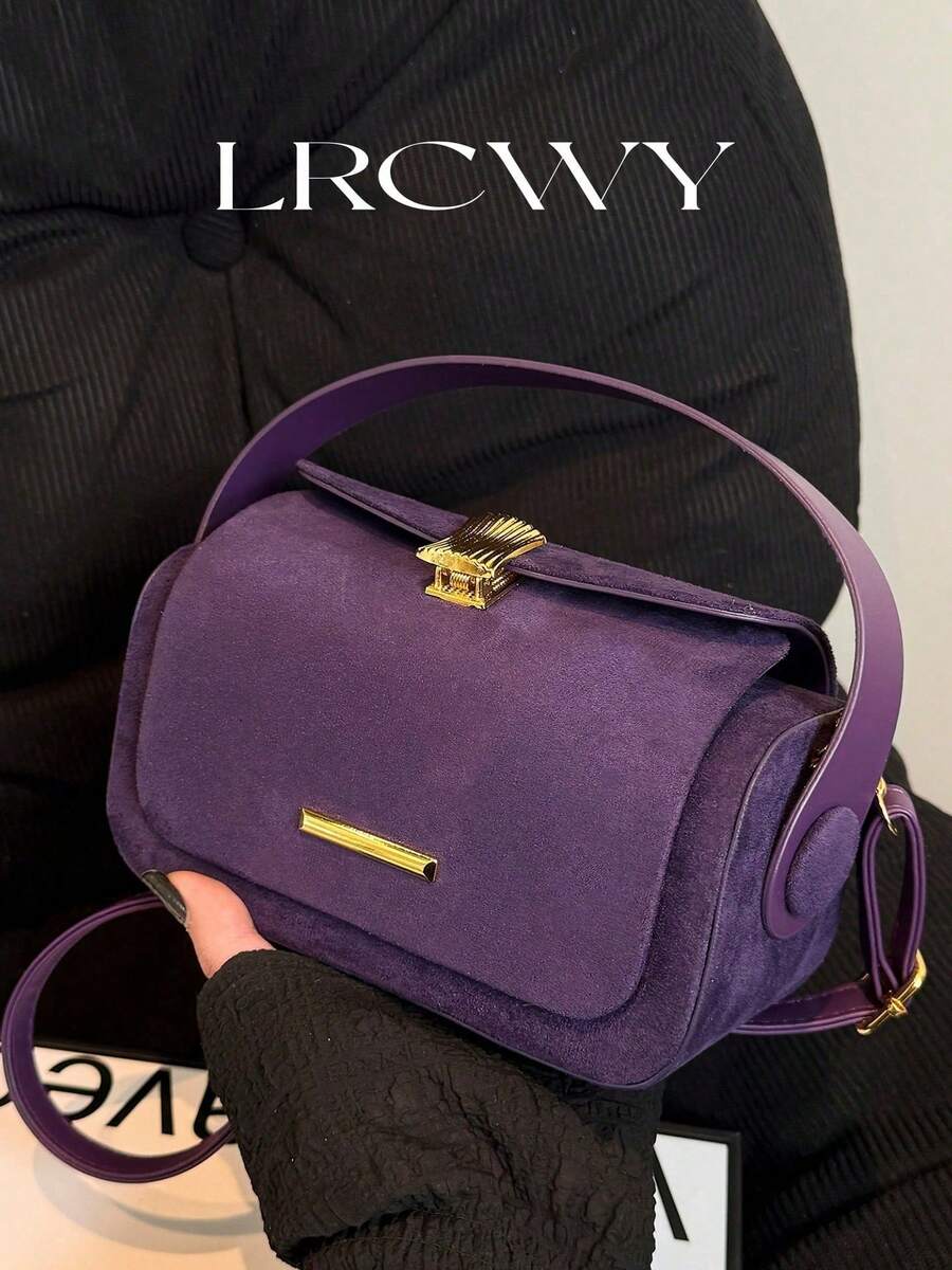 Women's Fashion Box-Shaped Crossbody Bag, Elegant Minimalist Design, Versatile & Spacious - Purple - View 1