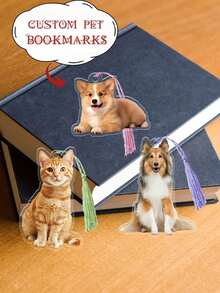 1pc Customized Pet PE Bookmark, Max Length 8cm, Supports Pet Photo Customization With Random Tassel, Also Supports Family, Parents, Couples, Friends, Pets, Anime And Cartoon Image Customization, Perfect Gift For Students, Classmates, Family, Friends Or Couples, Showcases Your Unique Personalized And Special Care. Anti-Friction, Anti-Corrosion - Multicolor - View 1