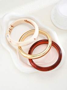 3pcs Retro Elegant Minimalist Acrylic Bangle Bracelets, Suitable For Women's Daily, Vacation And Party Wear, Gift - Multicolor - View 6