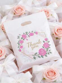 Túi quà cảm ơn họa tiết hoa, túi quà nhựa màu trắng với chữ "Cảm ơn" in nhũ vàng, có 3 kích cỡ, có thể tái sử dụng, nhựa trong suốt, có khóa kéo, thích hợp cho đám cưới, tiệc tùng, túi mua sắm có quai xách bằng nhựa, túi quà tự dính bằng nhựa, phù hợp cho Ngày của Mẹ, tiệc tùng, ngày lễ, sinh nhật, đám cưới và cửa hàng bán lẻ, bao bì quà tặng. - A - Xem 1