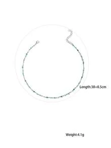 多巴胺彩色水晶项链，精致锁骨链，女士款 - 銀色 - 查看 7