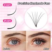 ARISON 16排 3D/6D/10D C/D卷度 MIX8-15mm 预制扇形假睫毛 高品质PBT标签 猫眼妆睫毛嫁接用品 - 查看 4