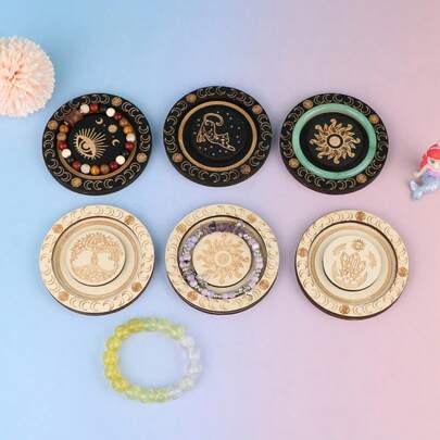 1pc Random Wooden Jewelry Display Tray, Vintage Wooden Bead Board Bracelet Bead Display Tray
